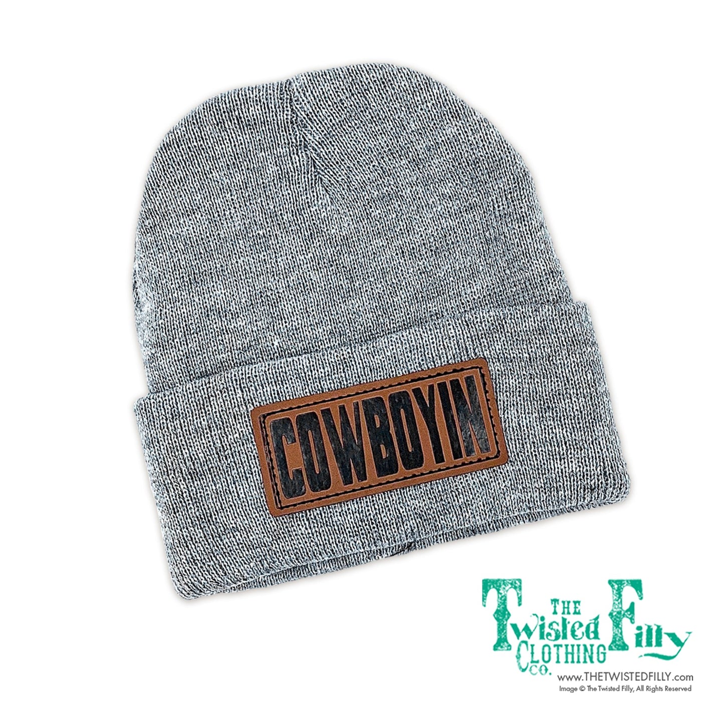 Cowboyin' Leather Patch Kids Beanie