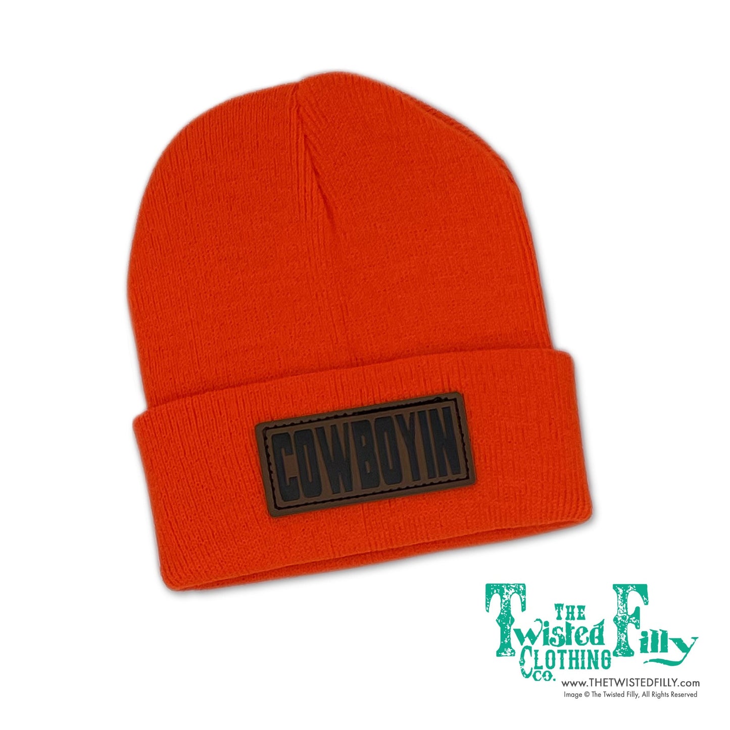 Cowboyin' Leather Patch Kids Beanie