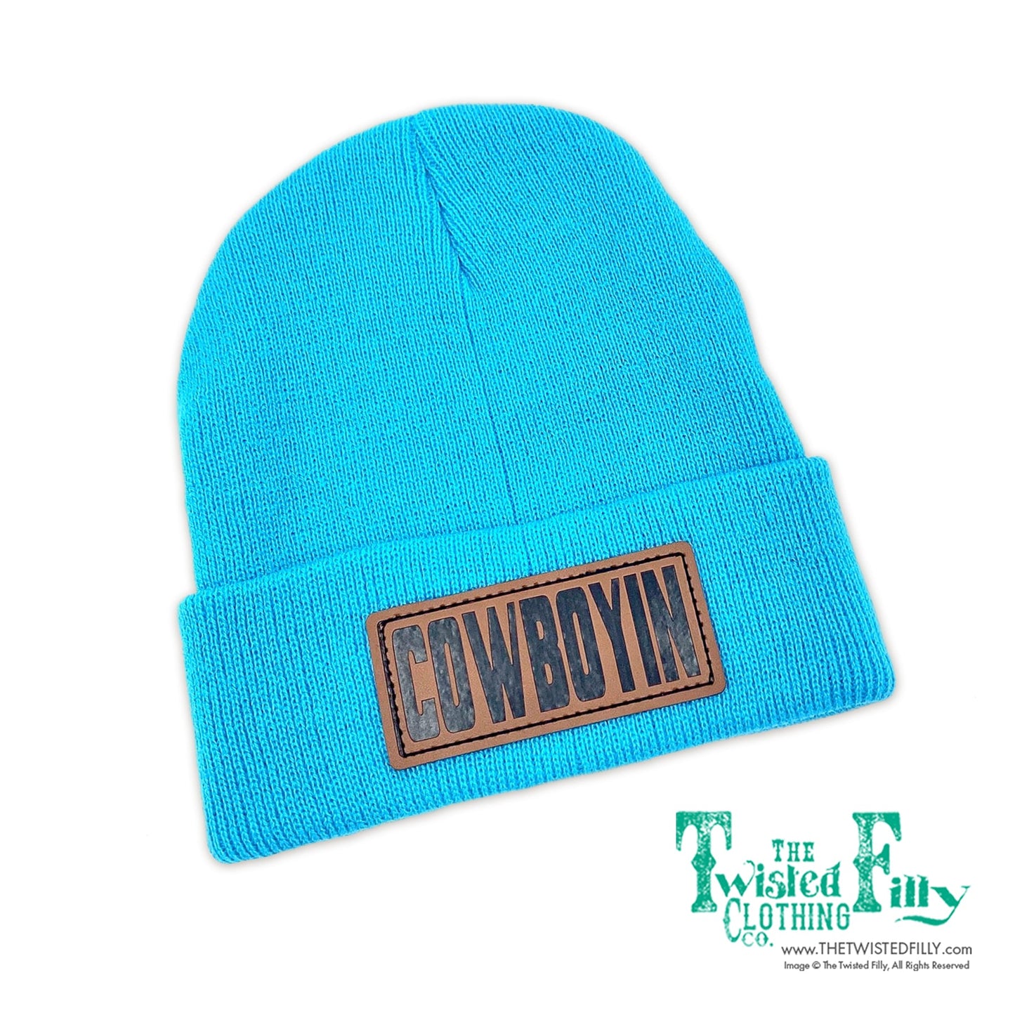 Cowboyin' Leather Patch Kids Beanie
