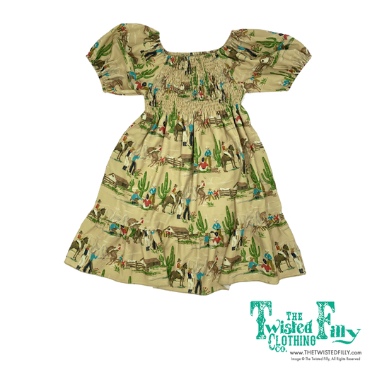 Olive Cowboy - Youth Smocked SS Dress (6pcs)