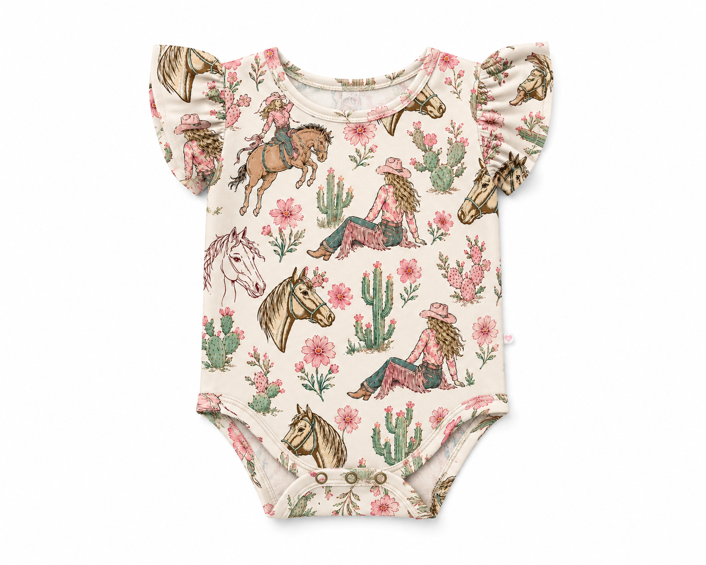 cowgirl chaps and cactus infant ruffle sleeve onesie
