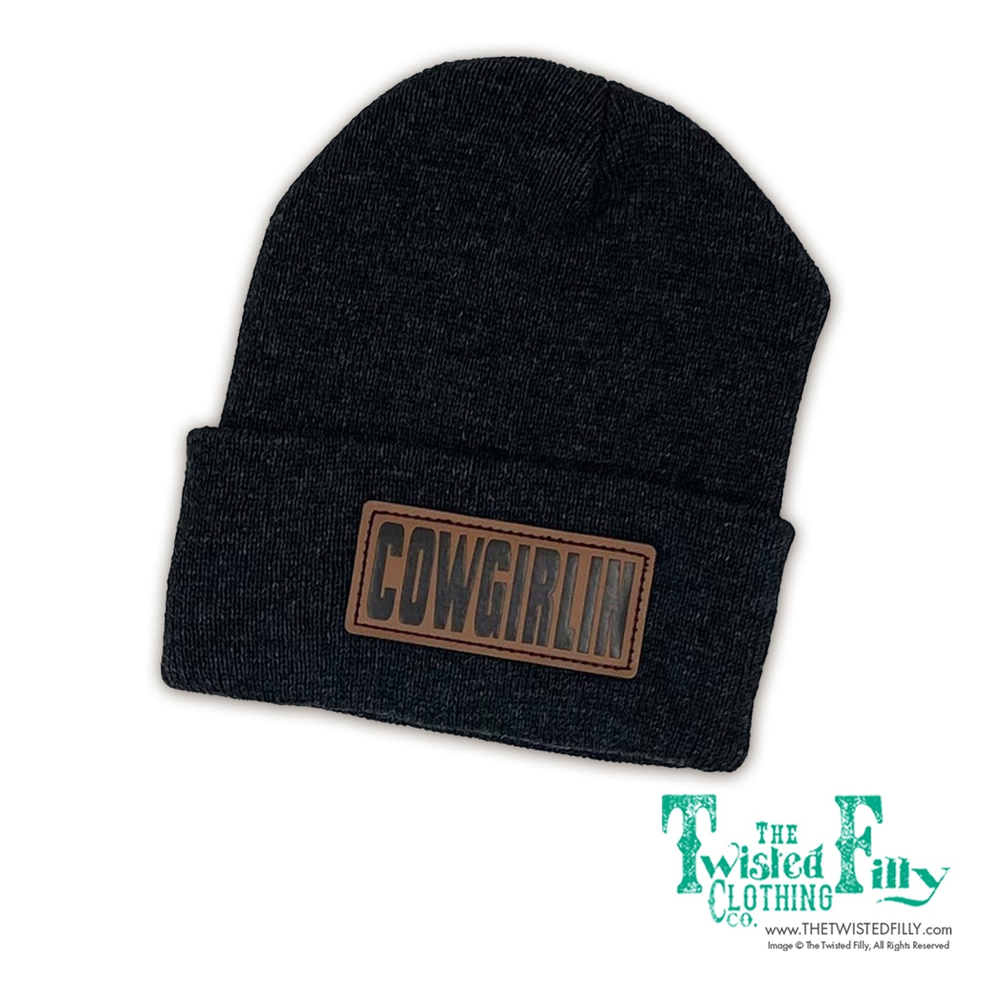 Cowgirlin' Leather Patch Kids Beanie