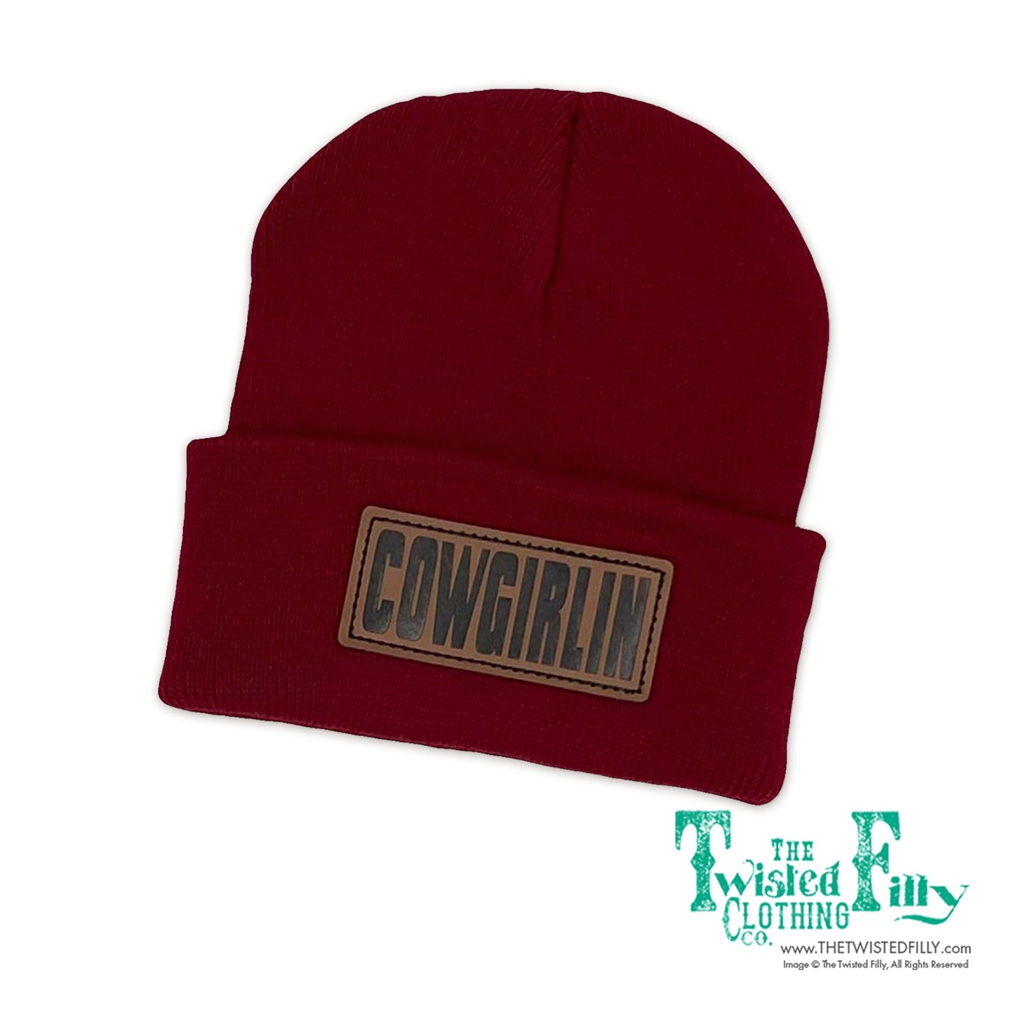 Cowgirlin' Leather Patch Kids Beanie