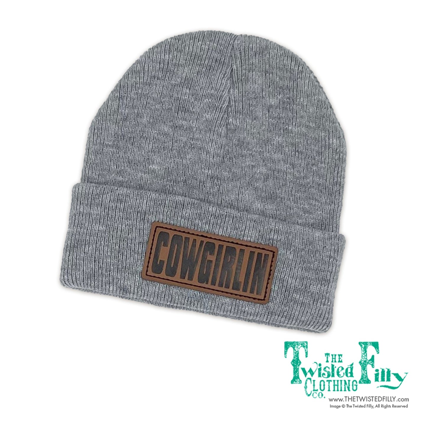 Cowgirlin' Leather Patch Kids Beanie