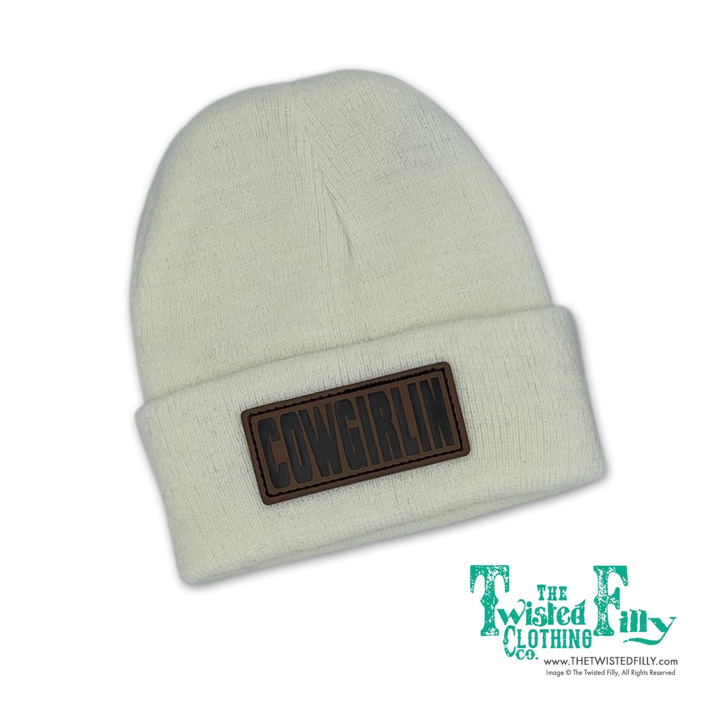 Cowgirlin' Leather Patch Kids Beanie