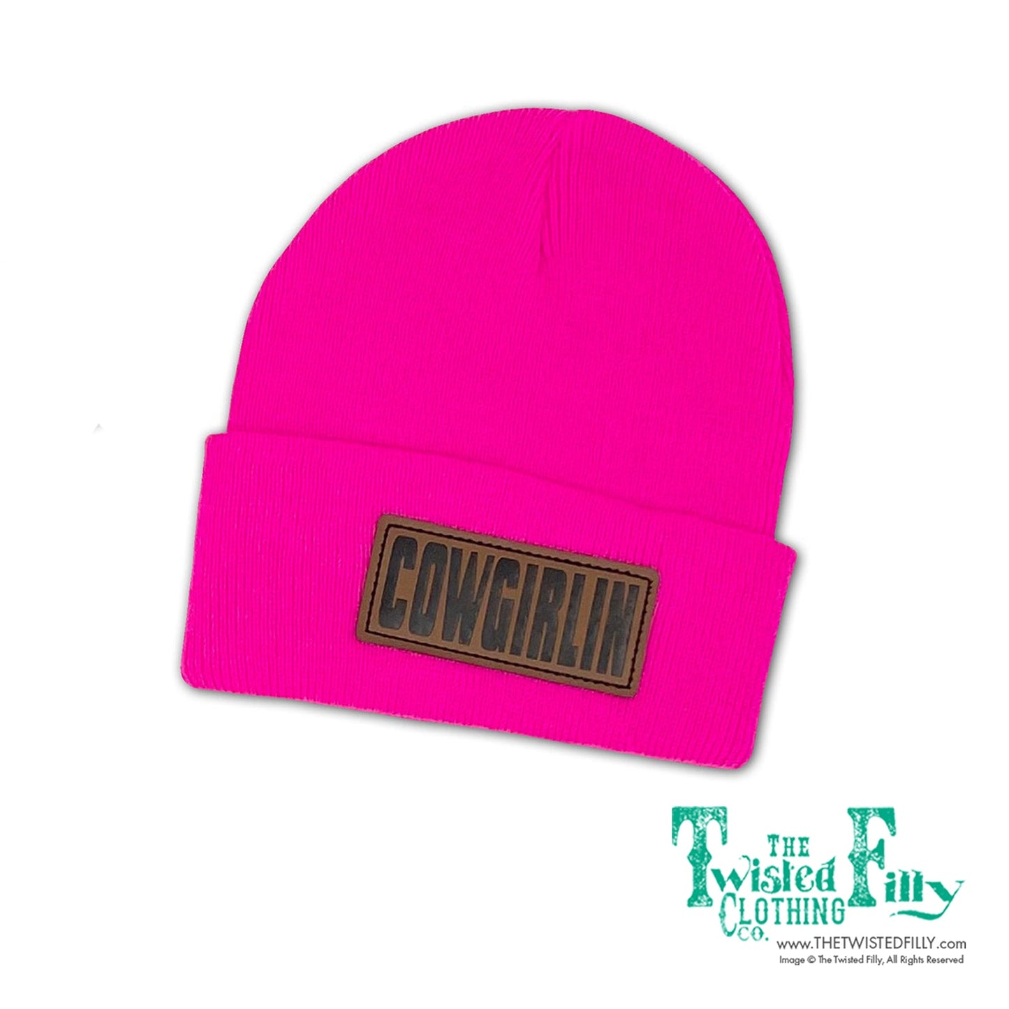 Cowgirlin' Leather Patch Kids Beanie