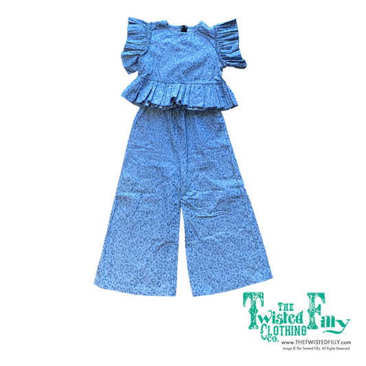 Denim Cheetah - Toddler Ruffle Pant Set (4pcs)