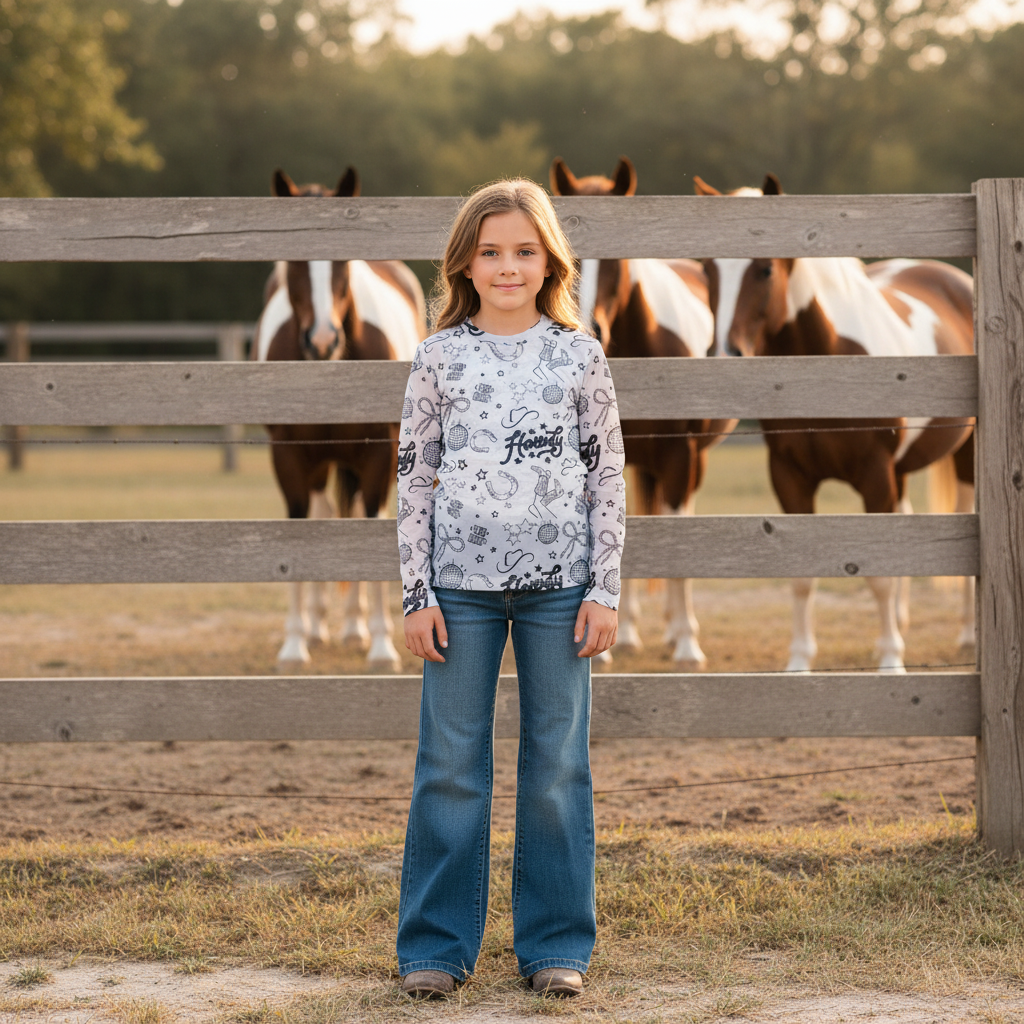 Disco Howdy - Toddler Mesh LS Top (4pcs)