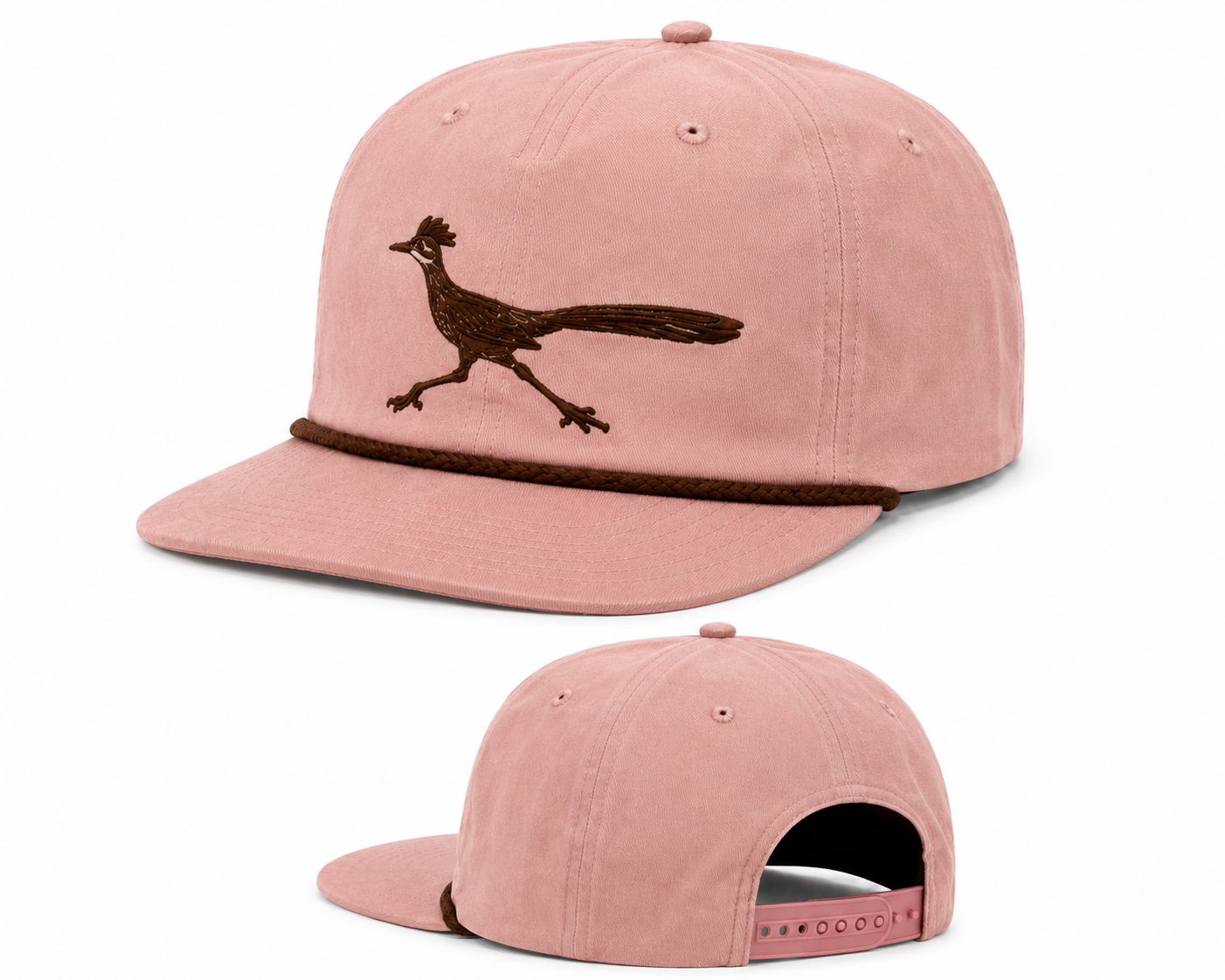 Pink Suede Embroidered Roadrunner - Womens Hat (2pcs)