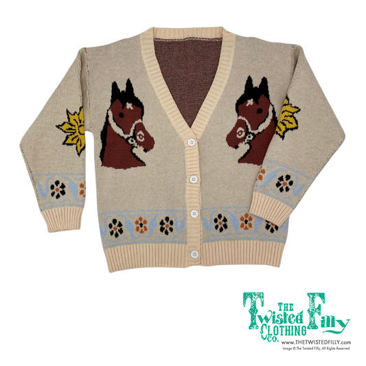 Floral Horse - Youth Cardigan Sweater (6pcs)