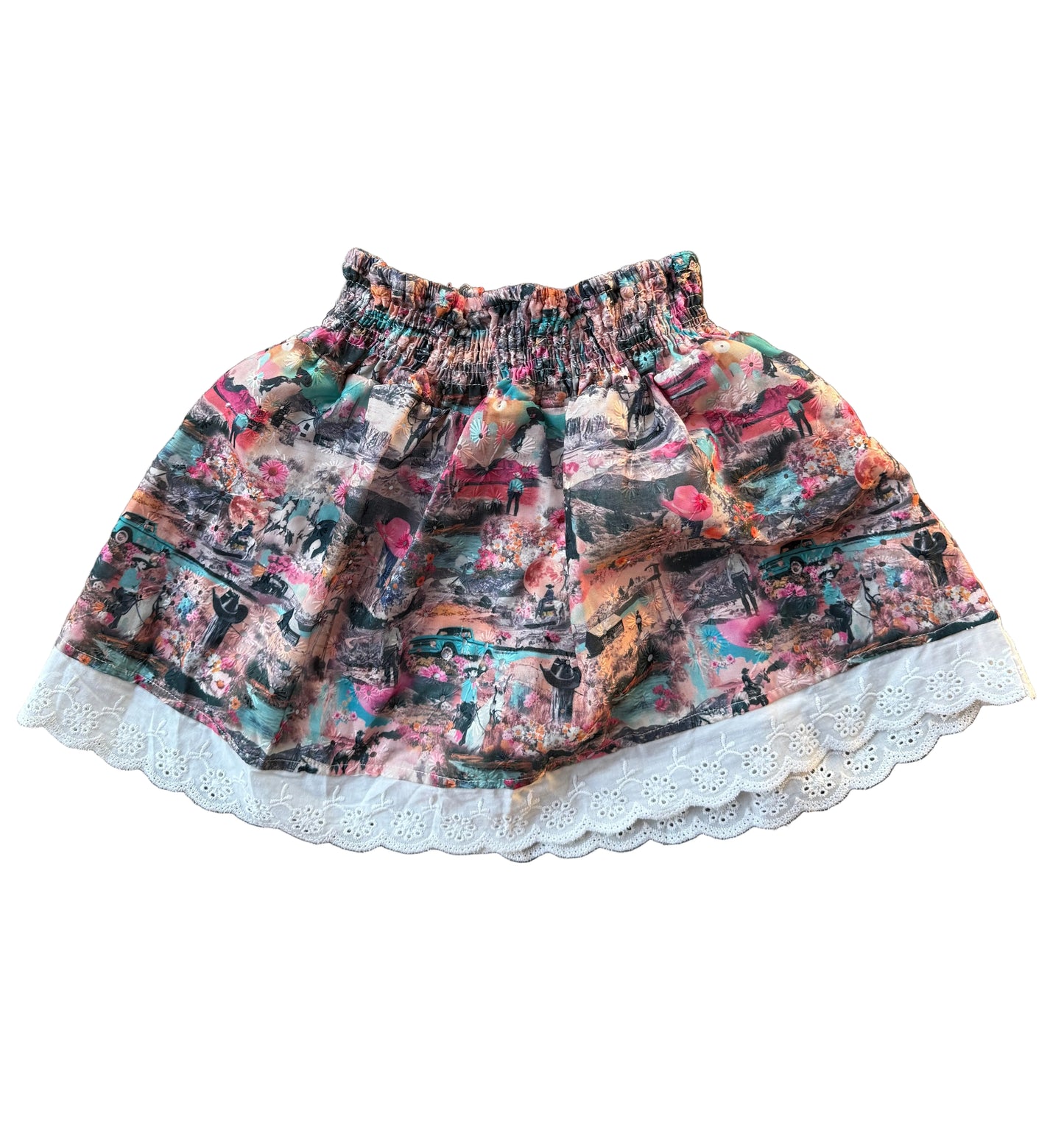 Pink Western Collage - Toddler Eyelet Skort (6pcs)