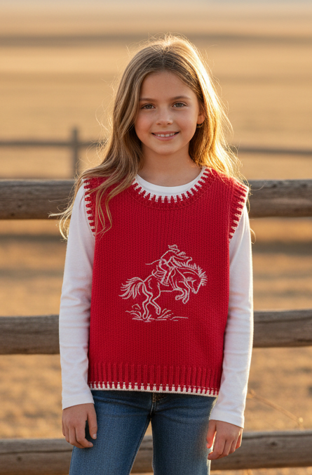 Red Bucking Horse - Youth Sweater Vest (6pcs)