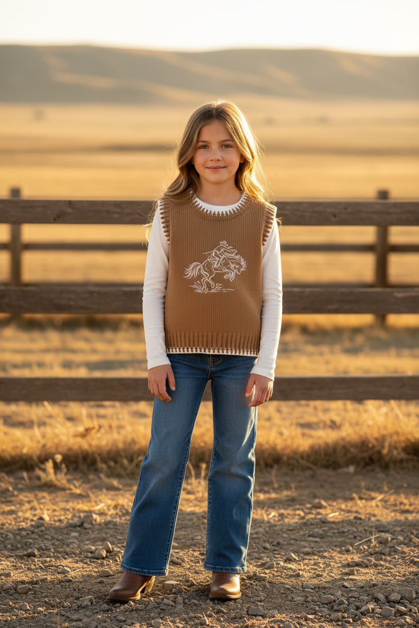 Brown Bucking Horse - Toddler Sweater Vest (4pcs)