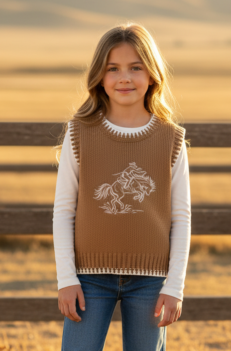 Brown Bucking Horse - Toddler Sweater Vest (4pcs)