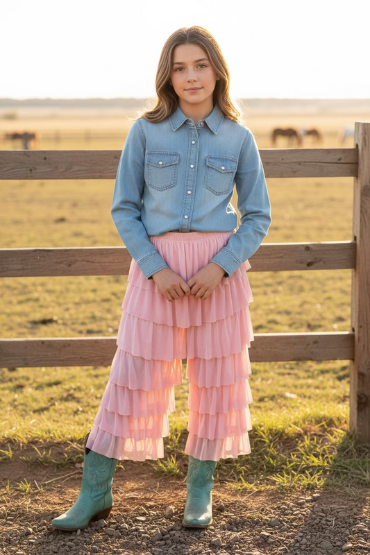 Pink Mesh - Toddler Ruffle Pant (4pcs)