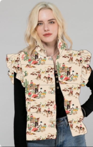 Taupe Wagon - Infant Ruffle Vest (6 pcs)