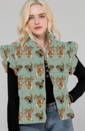 Teal Howdy - Youth Ruffle Vest (6pcs)