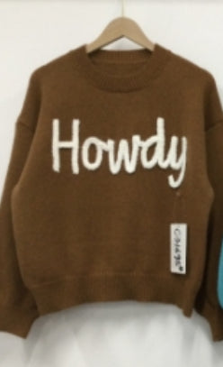 Brown Howdy Upper Case - Toddler Sweater (4pcs)