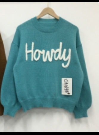 Turquoise Howdy - Toddler Sweater (4pcs)