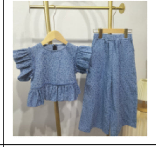 Denim Cheetah - Toddler Ruffle Pant Set (4pcs)