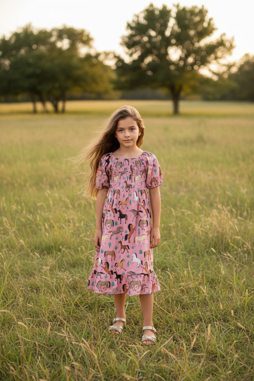 Pink Horse - Toddler Smocked SS Dress (4pcs)