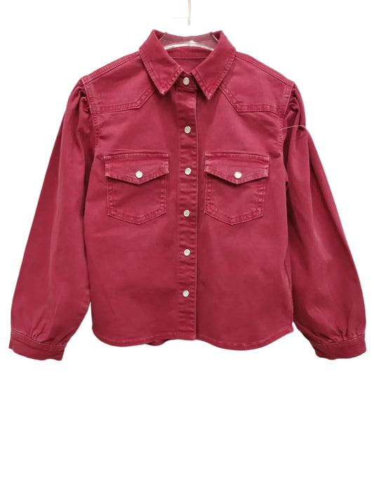 Marroon Pink Denim - Toddler Puff LS Pearl Snap (4pcs)