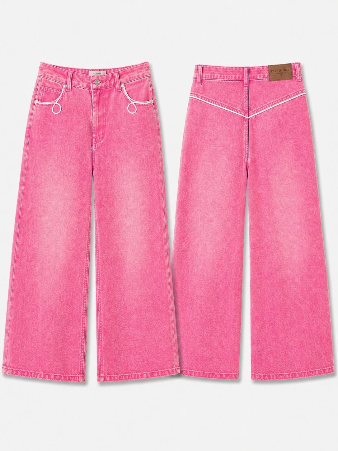 Neon Pink Vintage Wash Jeans - Youth Pant (6pcs)
