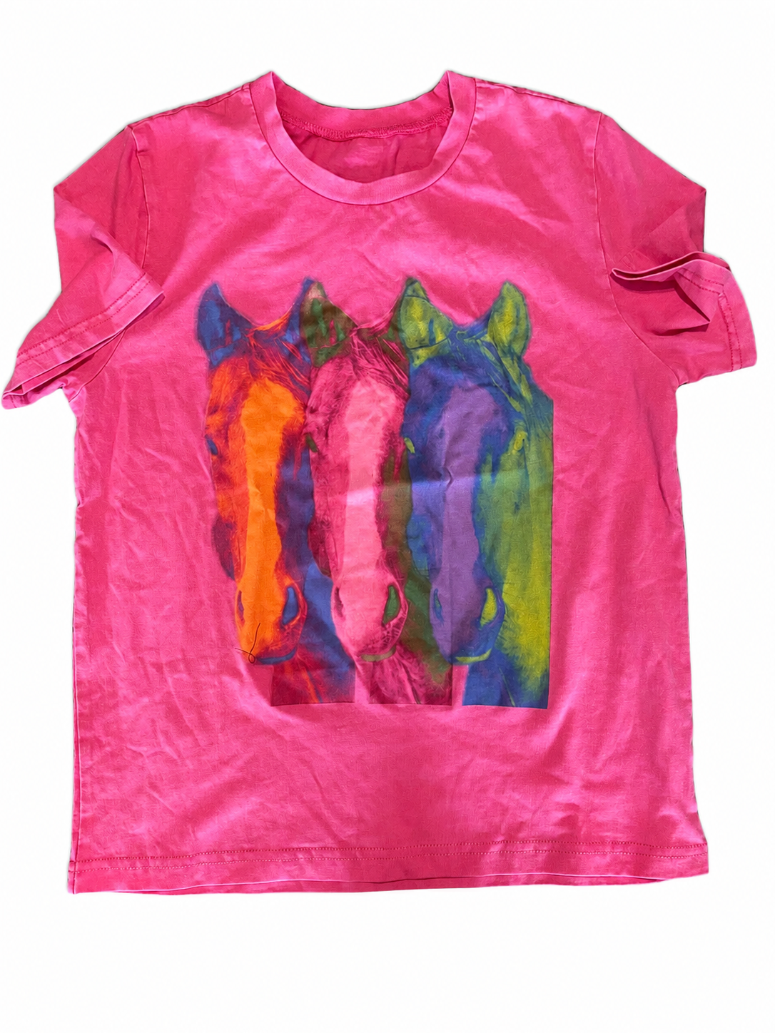 Neon Pink Horses Vintage Wash - Womens SS Graphic Tee (8pcs)