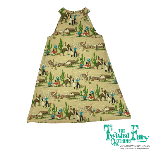 Olive Cowboy  - Youth Sleeveless Mocked Neck Dress (6pcs)