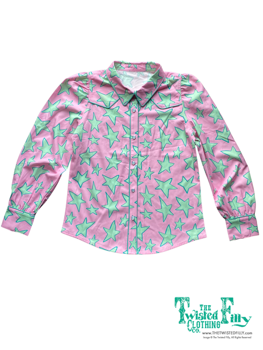 Pink Star - Toddler LS Pearl Snap (4pcs)