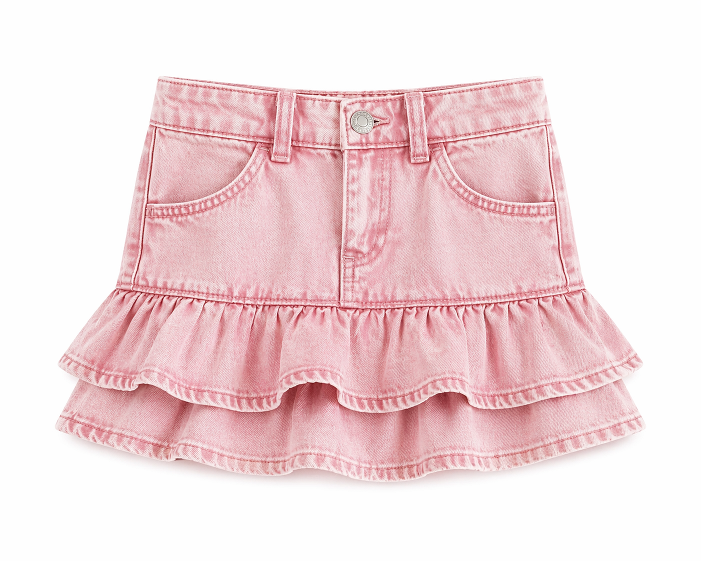 Pink Vintage Wash - Youth Light Weight Denim Ruffled Jean Skort (6pcs)