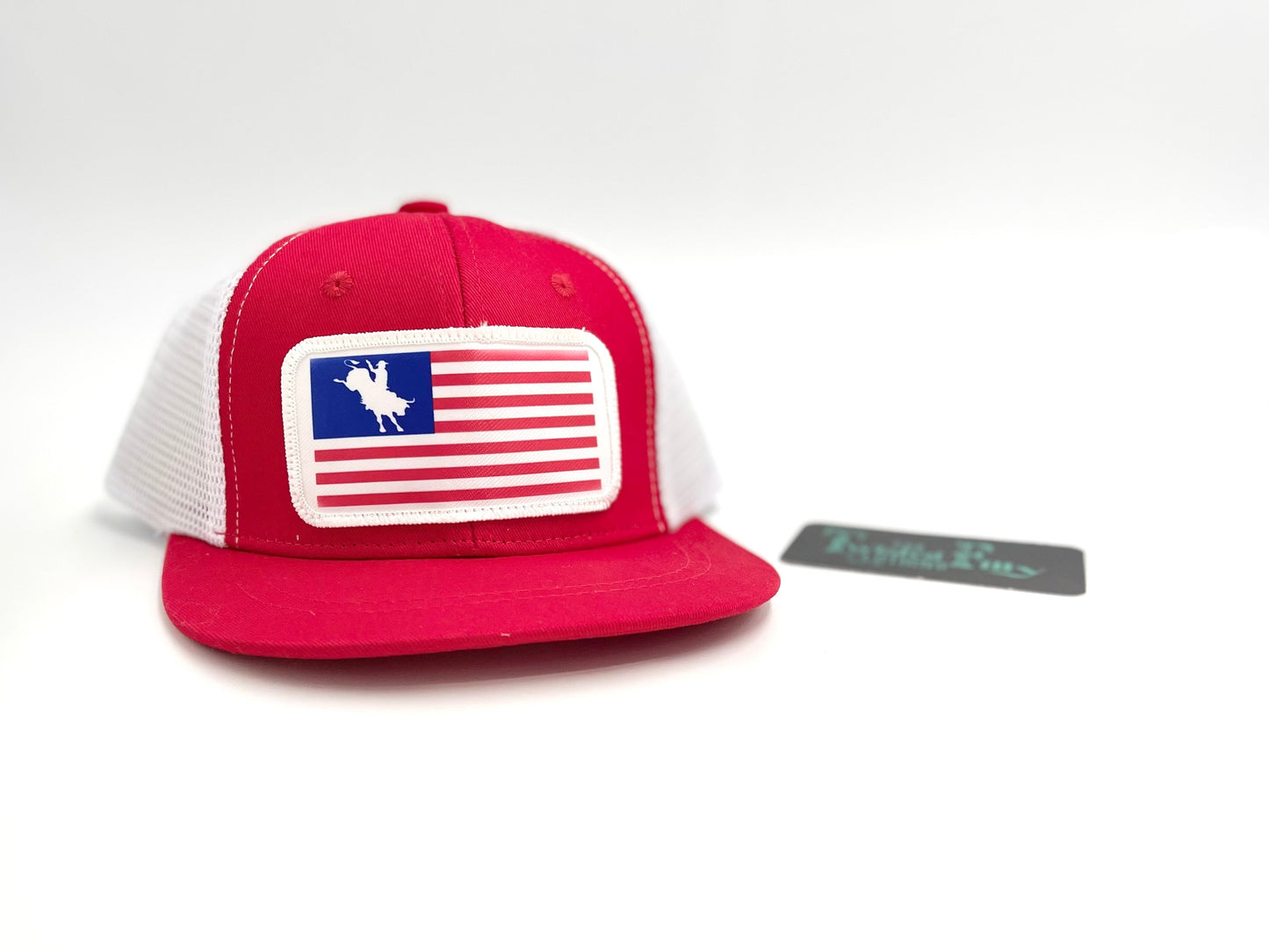 Flag Bull Rider - Infant / Toddler Trucker Hat- Red/White  (2pcs)