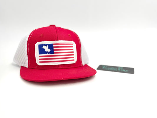 Flag Bull Rider - Infant / Toddler Trucker Hat- Red/White  (2pcs)
