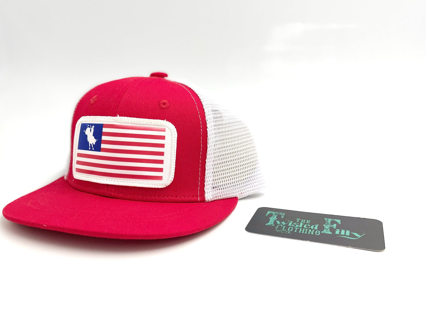 Flag Bull Rider - Infant / Toddler Trucker Hat- Red/White  (2pcs)