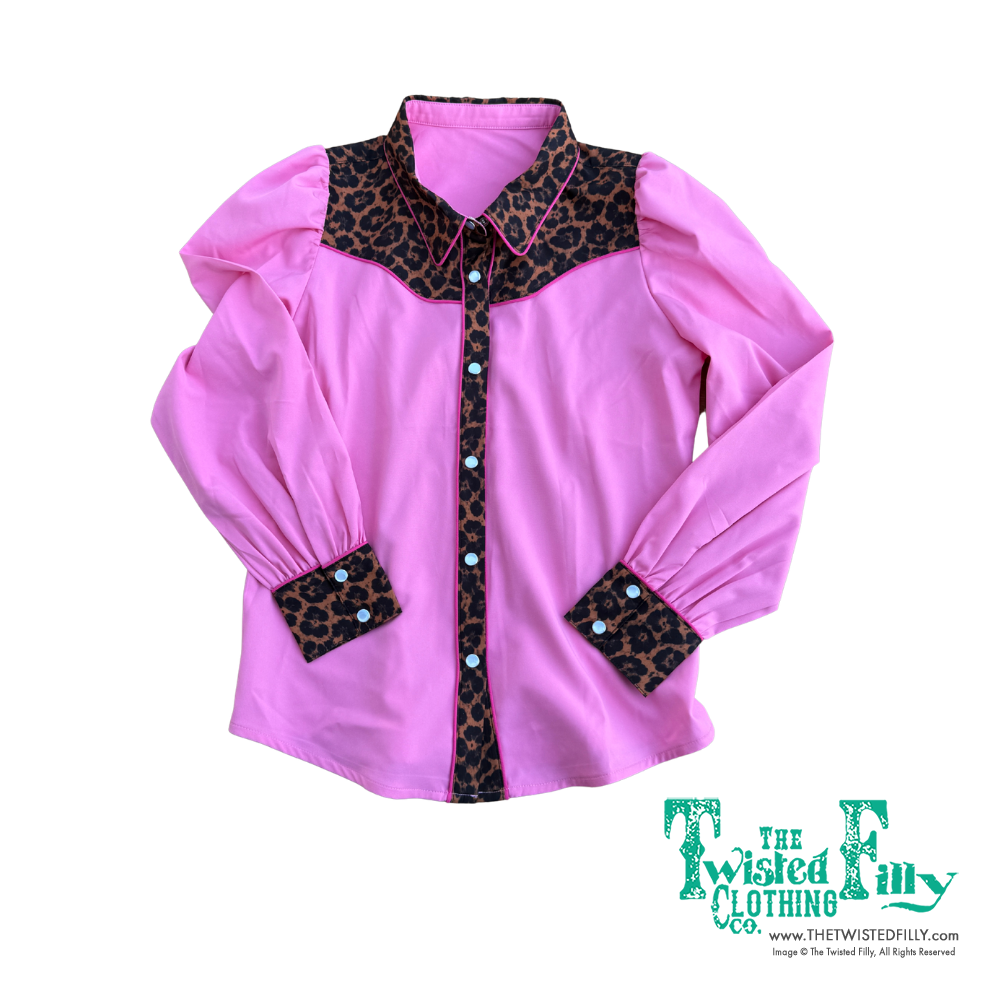 Pink Cheetah Yoke - Youth LS Pearl Snap (6pcs)