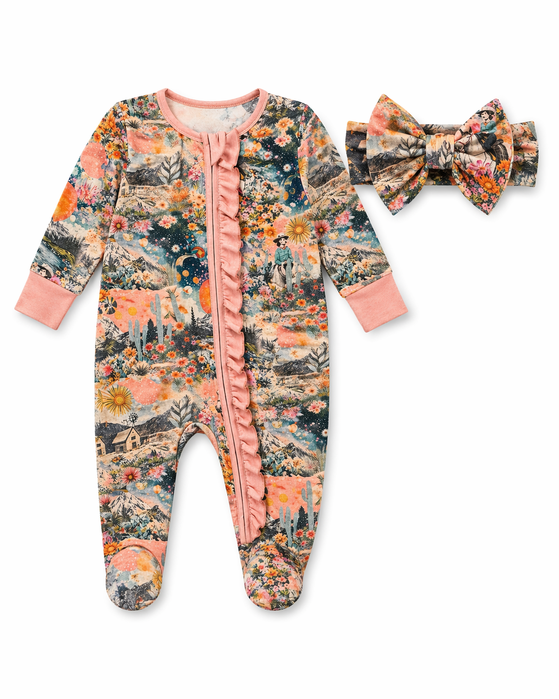 Pink Western Collage - Bamboo PJ's (6pcs)