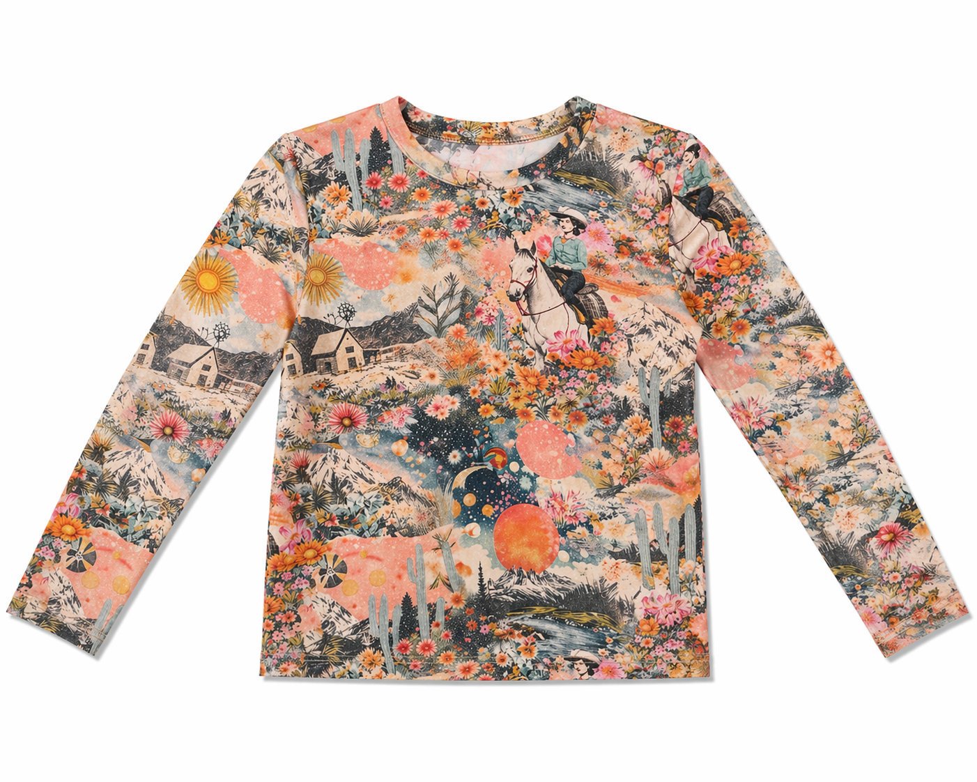 Pink Western Collage - Toddler Mesh LS Top (4pcs)