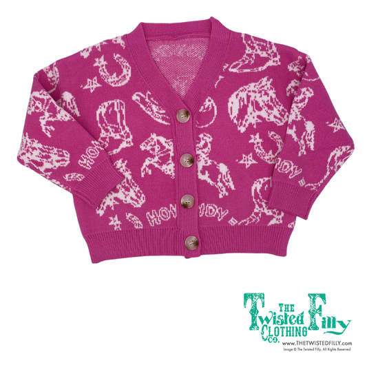 Pink Howdy Horse - Toddler Cardigan Sweater (4pcs)