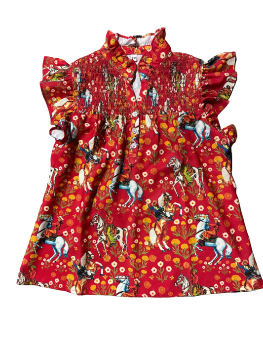 Red Cowboy - Toddler Ruffle Sleeve Top (4pcs)