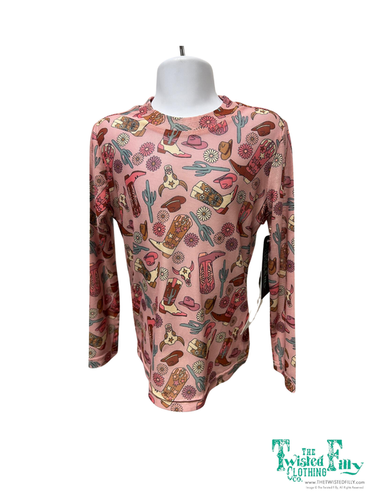 Youth LS Mesh Top - Pink Boot (6pcs)