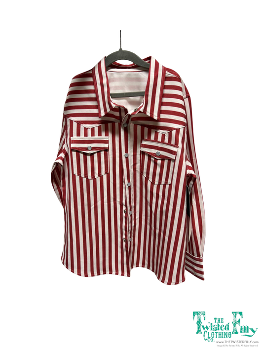 Red Stripe - Toddler LS Pearl Snap (4pcs)