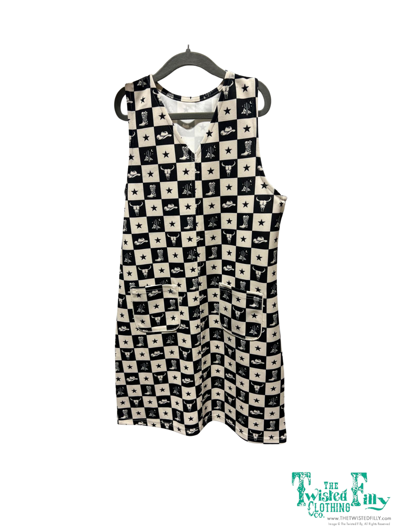 Black Check Western -Toddler Dress (4pcs)
