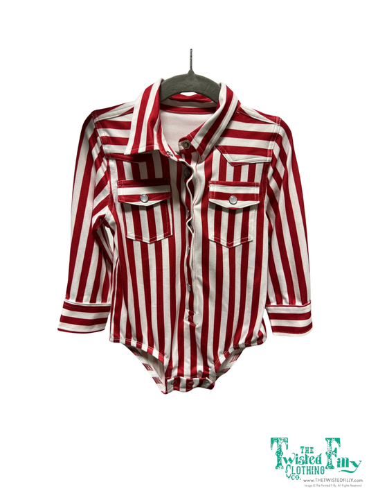 Red Stripe - Pearl Snap LS One Piece (6pcs)