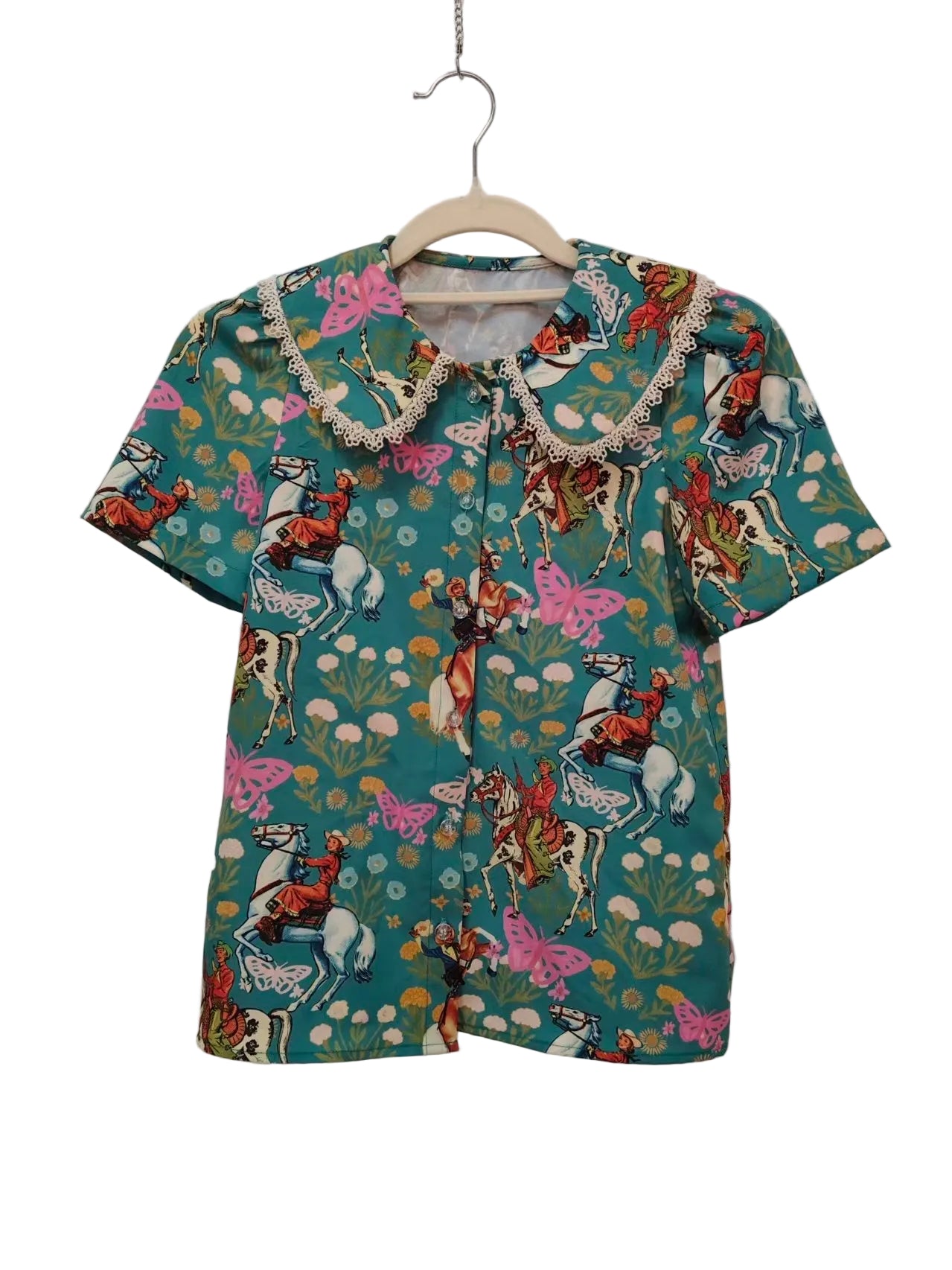 Turquoise Cowboy - Youth Lace Collar Blouse (6pcs)
