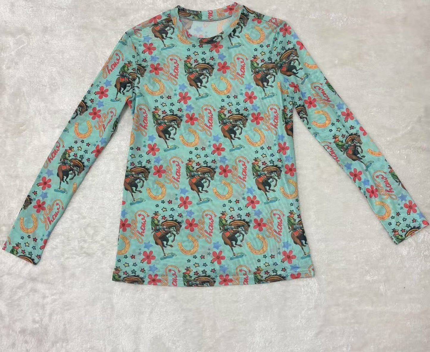 Turquoise Yee Haw - Youth LS Mesh Top (6pcs)