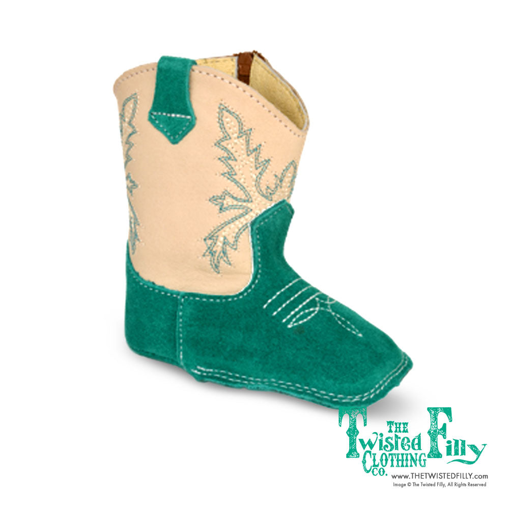 Genuine Leather Infant Kids Western Boots Sagebrush Turquoise