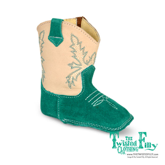 Genuine Leather Infant Kids Western Boots Sagebrush Turquoise