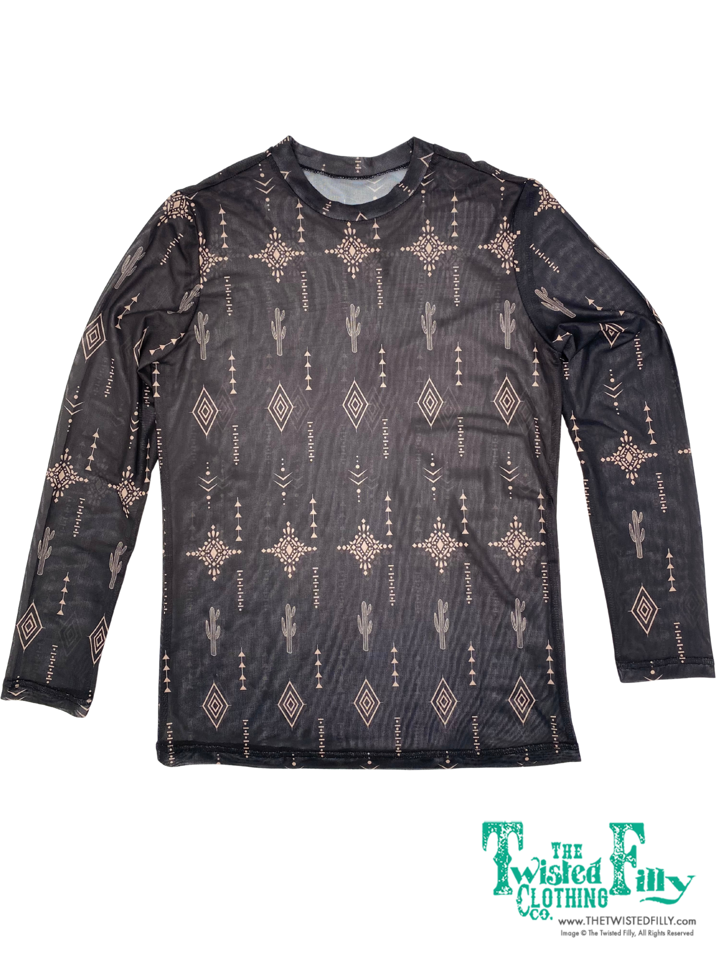 Black Cactus Aztec - Youth LS Mesh Top