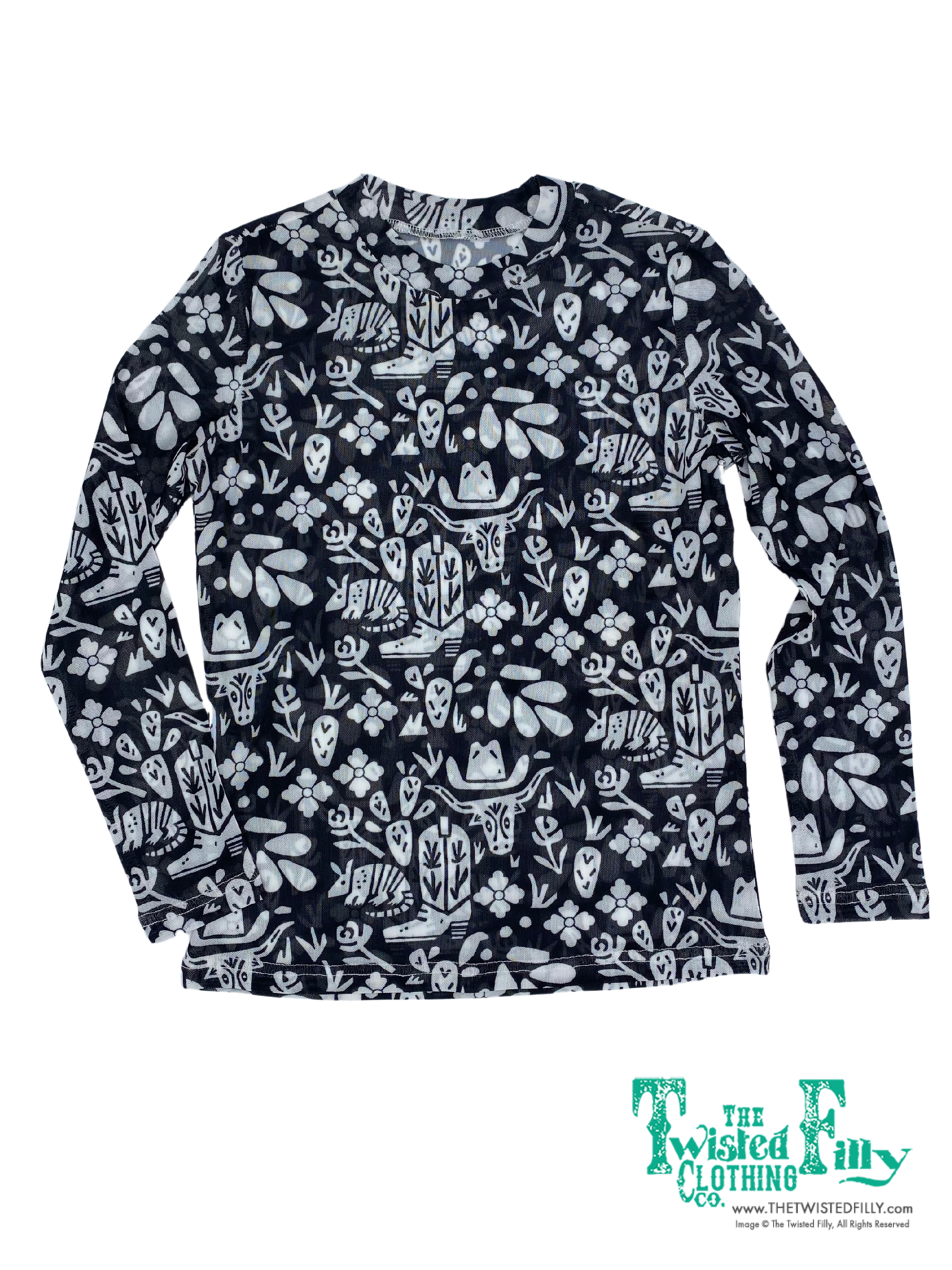 Black White Armadillo - Toddler Mesh LS Top (4pcs)
