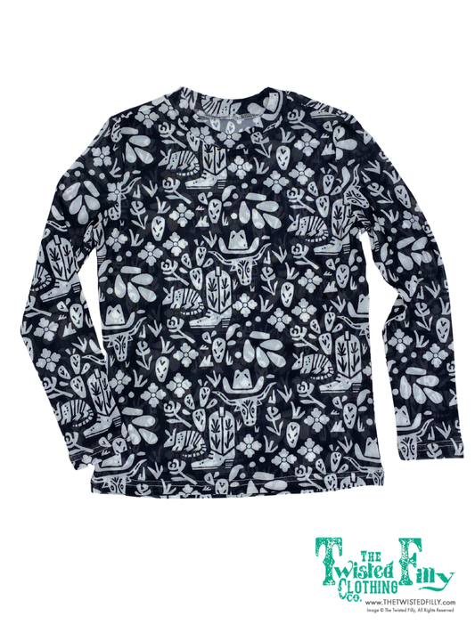 Black White Armadillo - Toddler Mesh LS Top (4pcs)